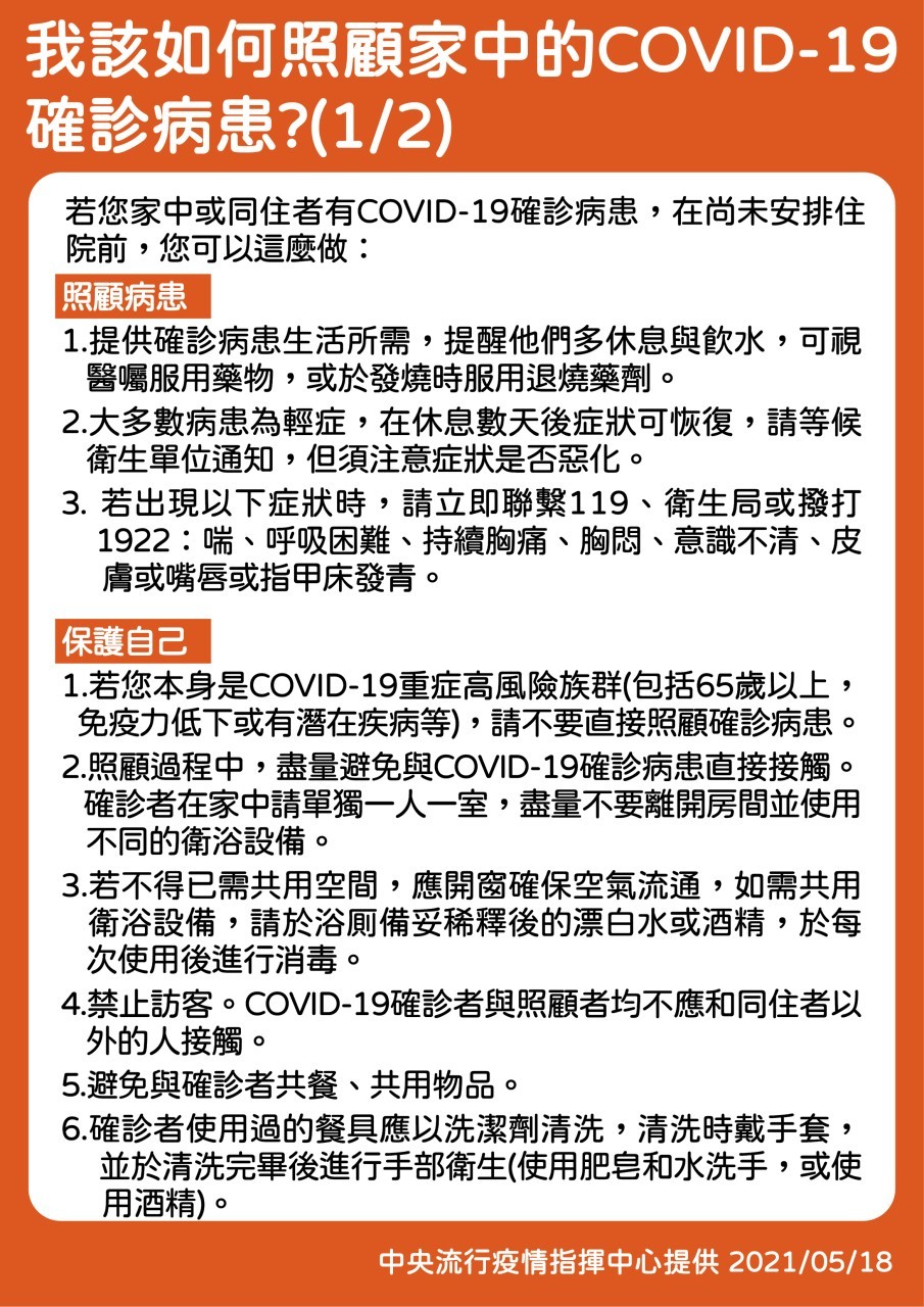 我該如何照顧家中的COVID-19確診病患?