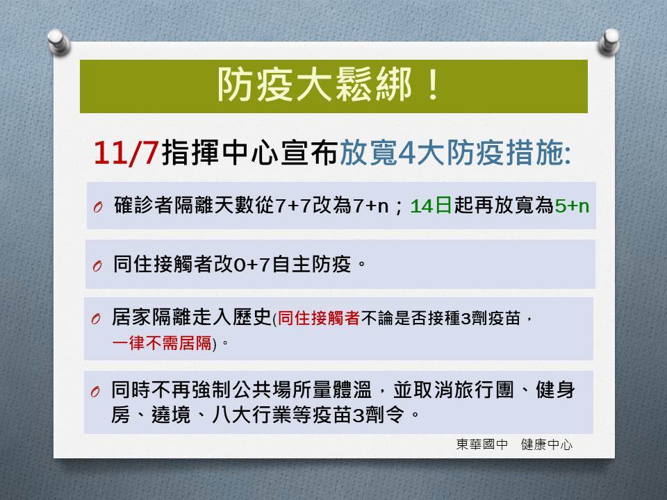 防疫四大鬆綁