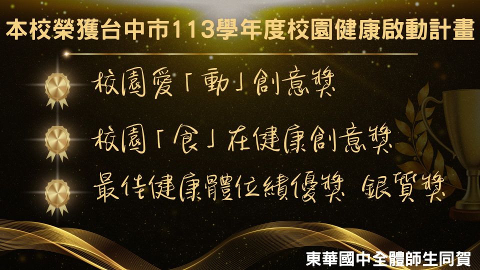 台中市113學年度校園健康啟動計畫各種獎項